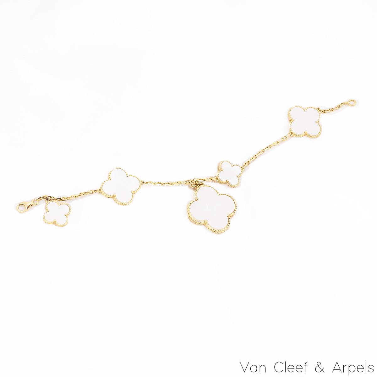 Van Cleef & Arpels Yellow Gold Mother Of Pearl Magic Alhambra 5 Motif Bracelet VCARD78600