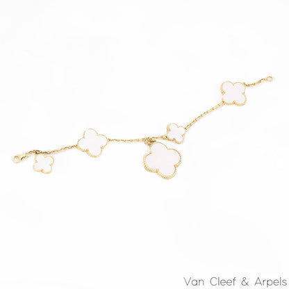 Van Cleef & Arpels Yellow Gold Mother Of Pearl Magic Alhambra 5 Motif Bracelet VCARD78600