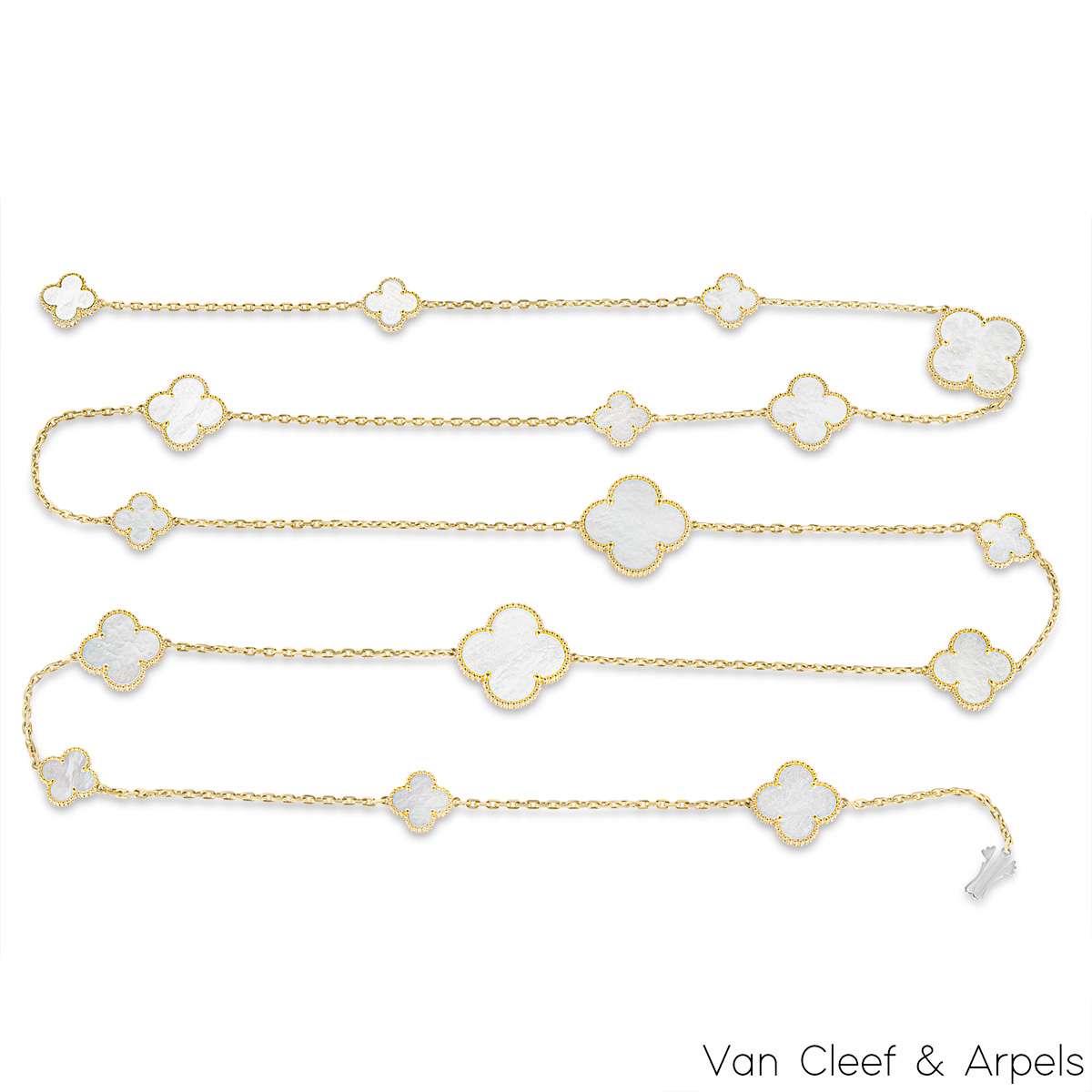 Van Cleef & Arpels Yellow Gold Mother Of Pearl Magic Alhambra 16 Motif Necklace VCARD79300