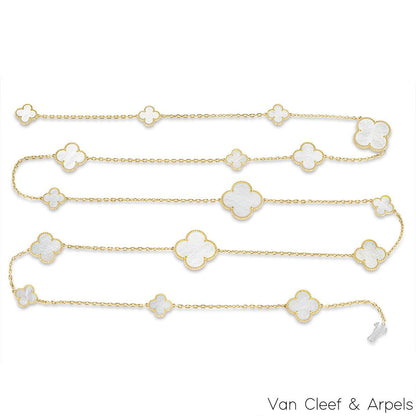 Van Cleef & Arpels Yellow Gold Mother Of Pearl Magic Alhambra 16 Motif Necklace VCARD79300