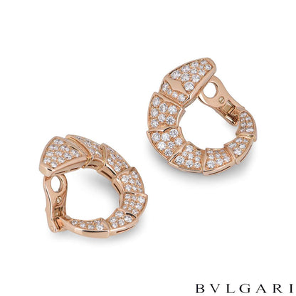 Bvlgari Rose Gold Diamond Serpenti Earrings