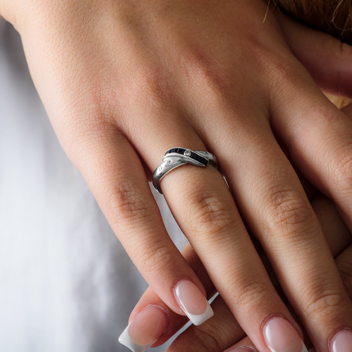 White Gold Sapphire & Diamond Dress Ring