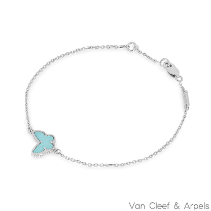 Van Cleef & Arpels White Gold Turquoise Sweet Butterflies Alhambra Bracelet VCARF80400