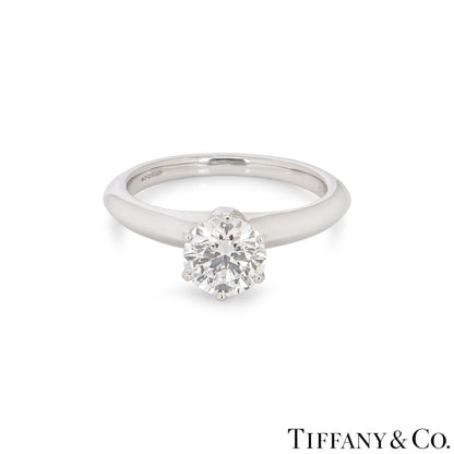 Tiffany & Co. Platinum Round Brilliant Cut Diamond Setting Ring 1.08CT H/VS2 Xxx