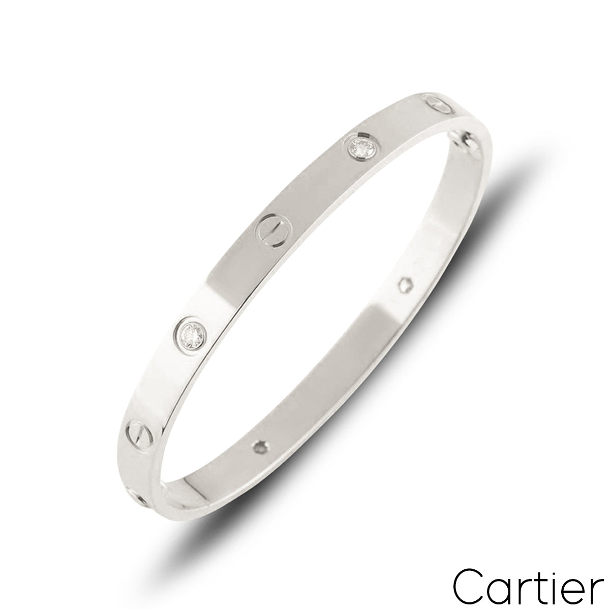 Cartier White Gold Half Diamond Love Bracelet Size 19 B6035819