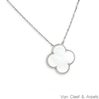 Van Cleef & Arpels White Gold Mother Of Pearl Magic Alhambra Necklace VCARN32200