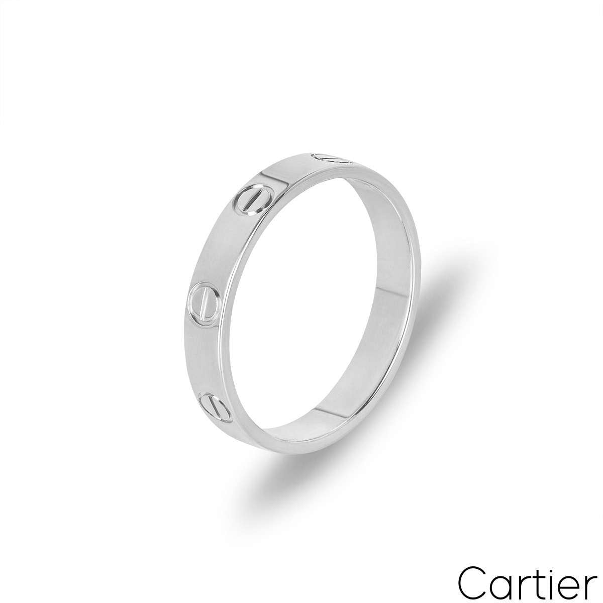 Cartier White Gold Plain Love Wedding Band Size 52 B4085100