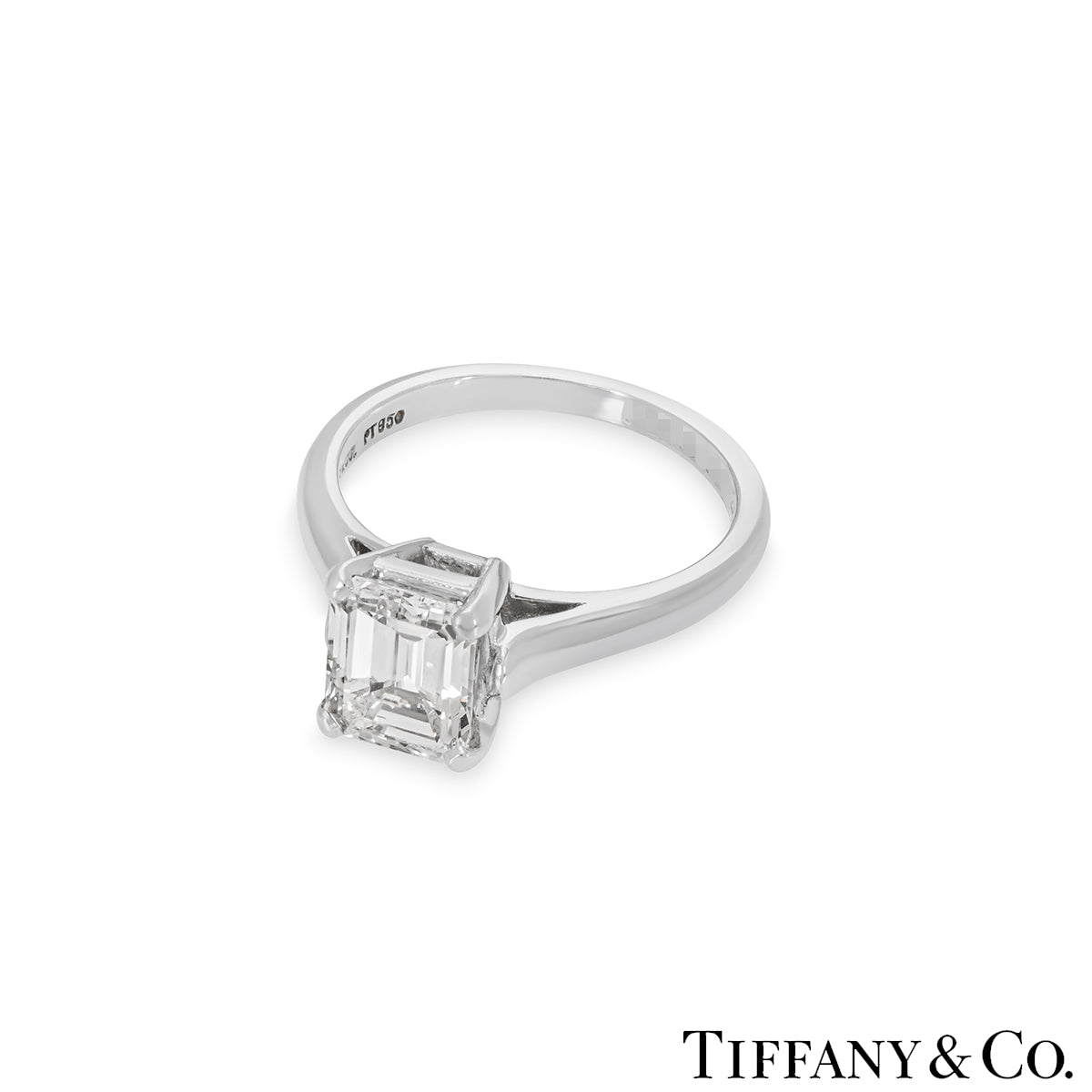 Tiffany & Co. Platinum Emerald Cut Diamond Ring 1.59CT E/VS1