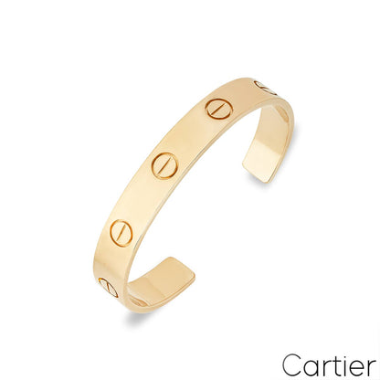 Cartier Yellow Gold Wide Plain Love Cuff Bracelet Size 16 B6064616