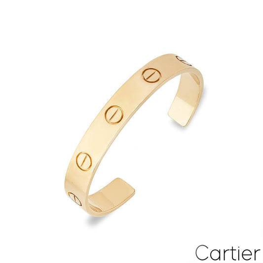 Cartier Yellow Gold Wide Plain Love Cuff Bracelet Size 16 B6064616