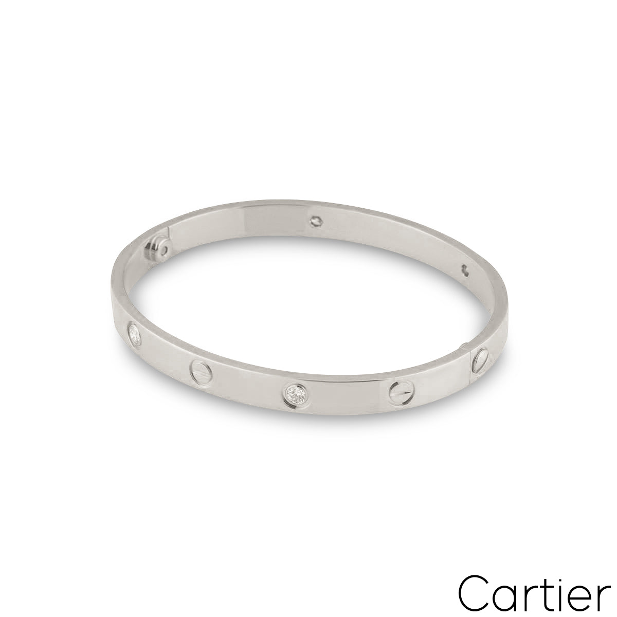 Cartier White Gold Half Diamond Love Bracelet Size 16 B6035816