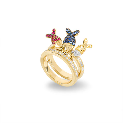 Chopard Yellow Gold Diamond Ruby & Sapphire Fish Ring 82/4702-0002