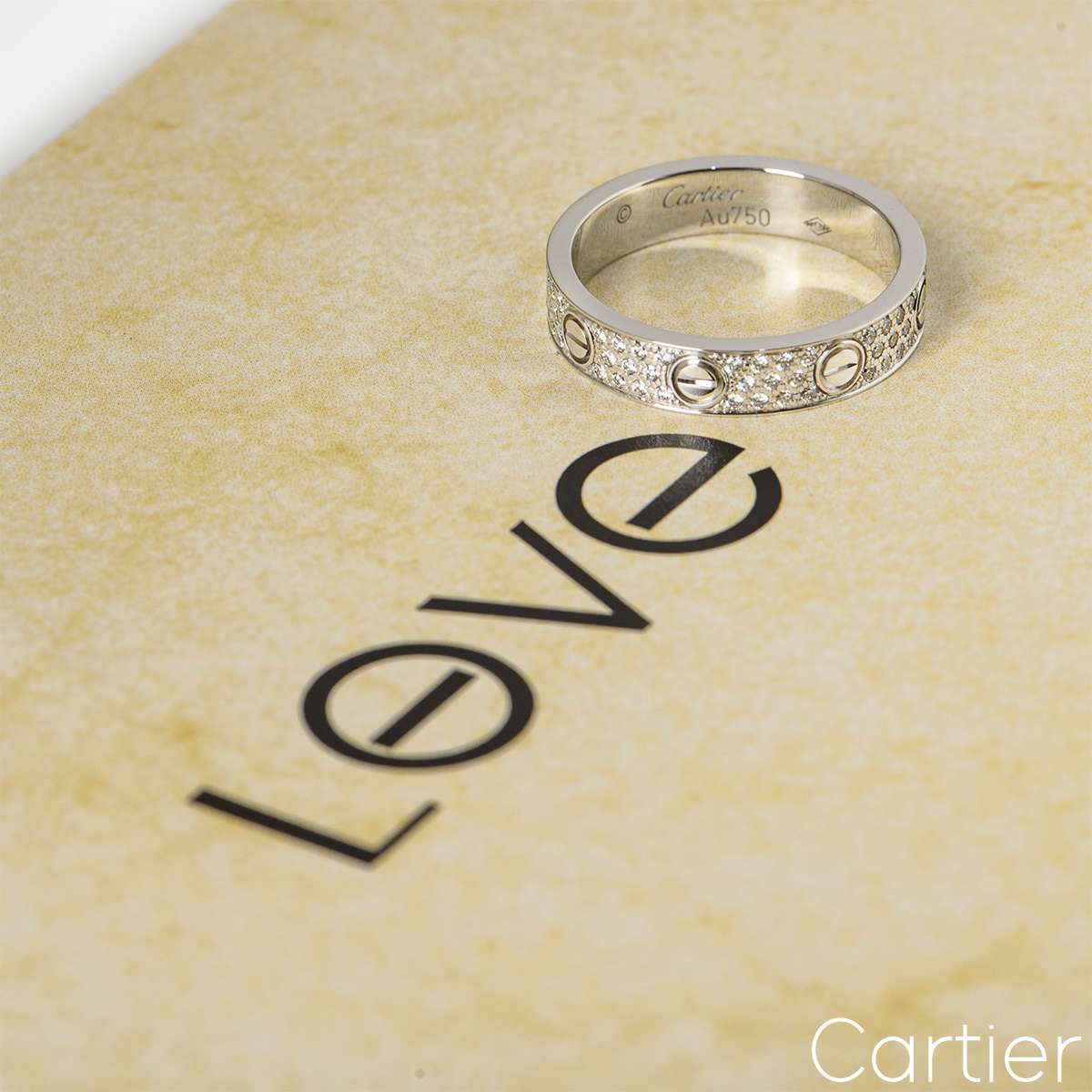 Cartier White Gold Pave Diamond Wedding Love Ring Size 54 B4083400