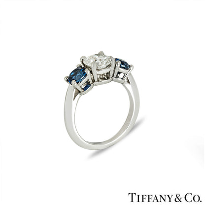 Tiffany & Co. Platinum Diamond And Sapphire Ring 1.06CT E/VS1