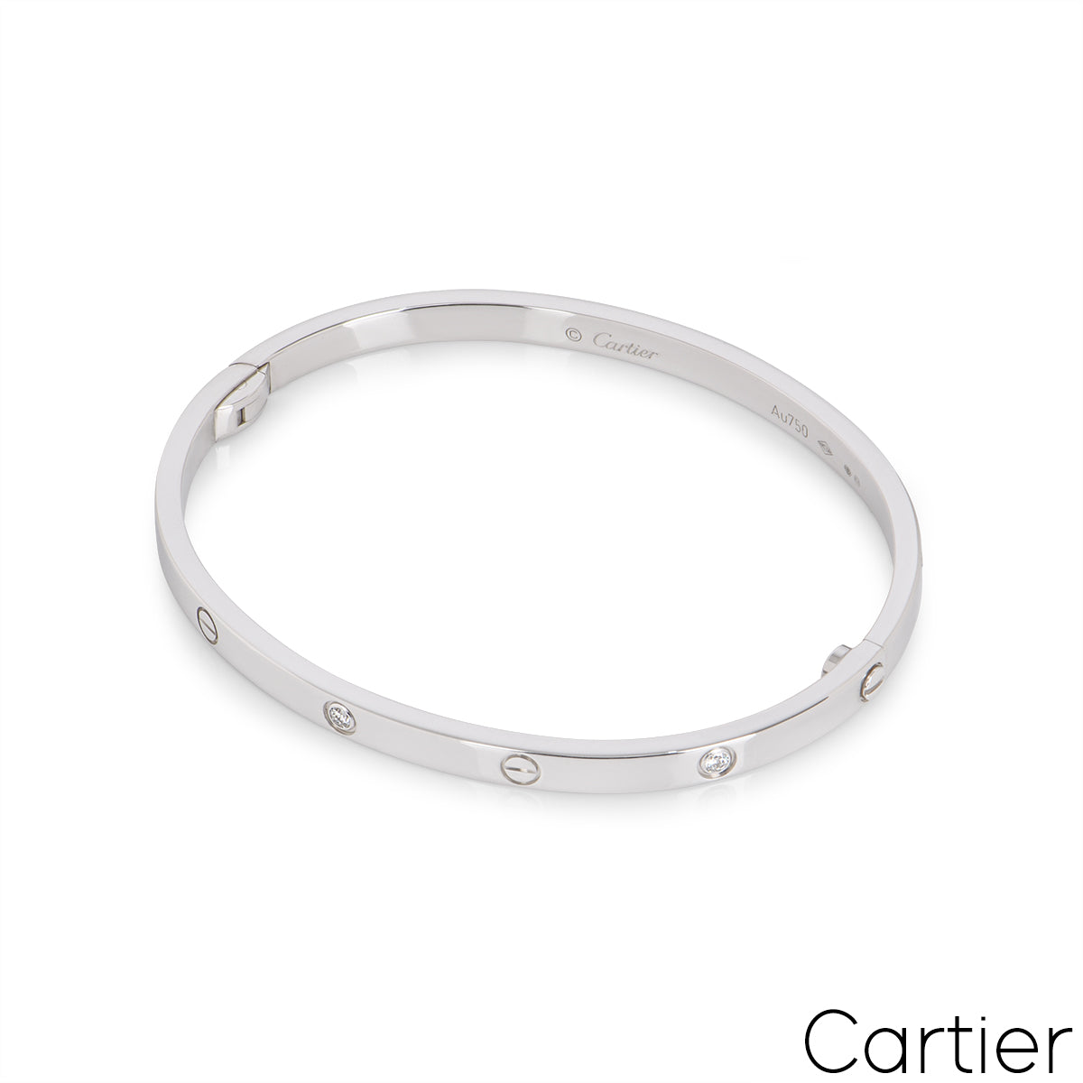 Cartier White Gold 6 Diamond Sm Love Bracelet Size 16 B6047716