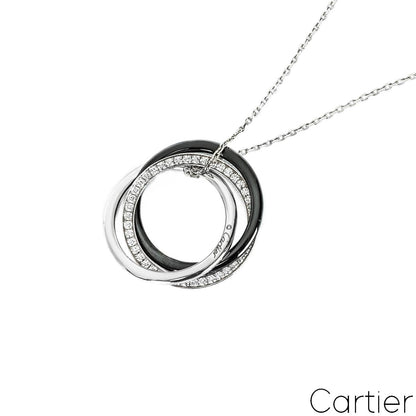 Cartier White Gold Diamond And Ceramic Trinity Necklace B3045500