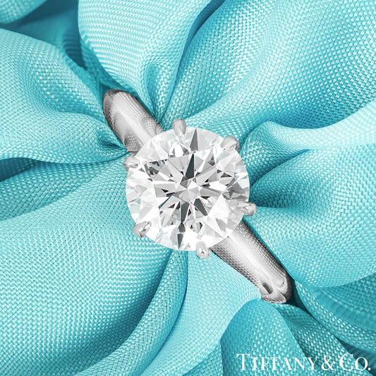 Tiffany & Co. Platinum Round Brilliant Cut Diamond Setting Ring 2.13CT H/VVS1 Xxx