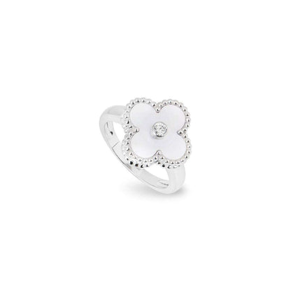 Van Cleef & Arpels White Gold Vintage Alhambra Ring Size 48 VCARF48900