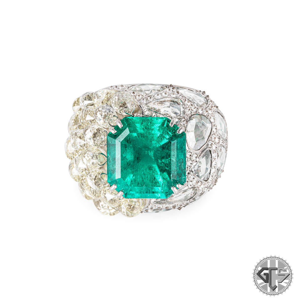 White Gold Colombian Emerald & Diamond Ring 15.60CT