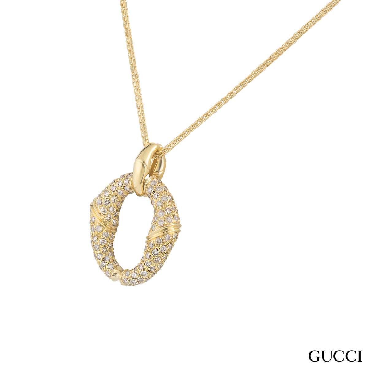 Gucci Yellow Gold Diamond Bamboo Pendant