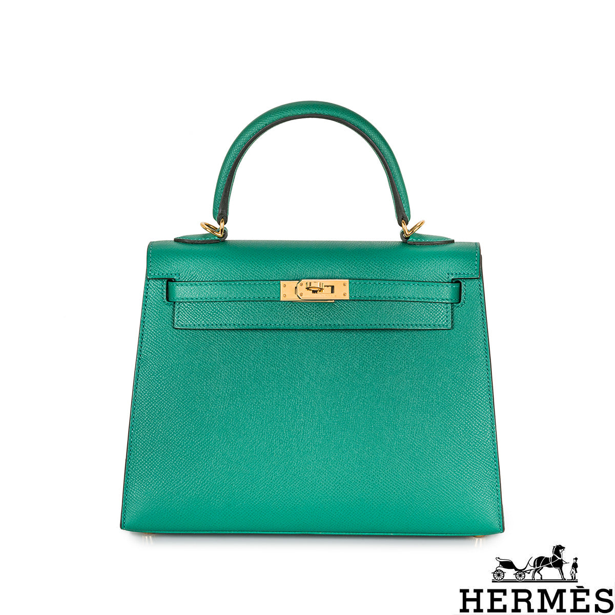 Hermès Kelly Sellier 25CM Vert Verone Veau Epsom Ghw