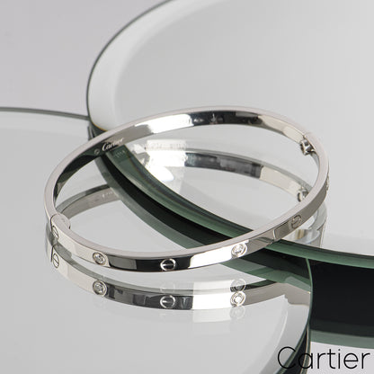 Cartier White Gold 6 Diamond Sm Love Bracelet Size 16 B6047716