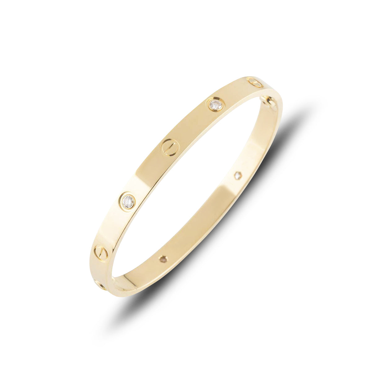 Cartier Yellow Gold Half Diamond Love Bracelet Size 16 B6035916