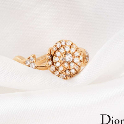 Dior Pink Gold Small Rose Dior Couture Diamond Ring Size 49 0.30CT JRCO95009