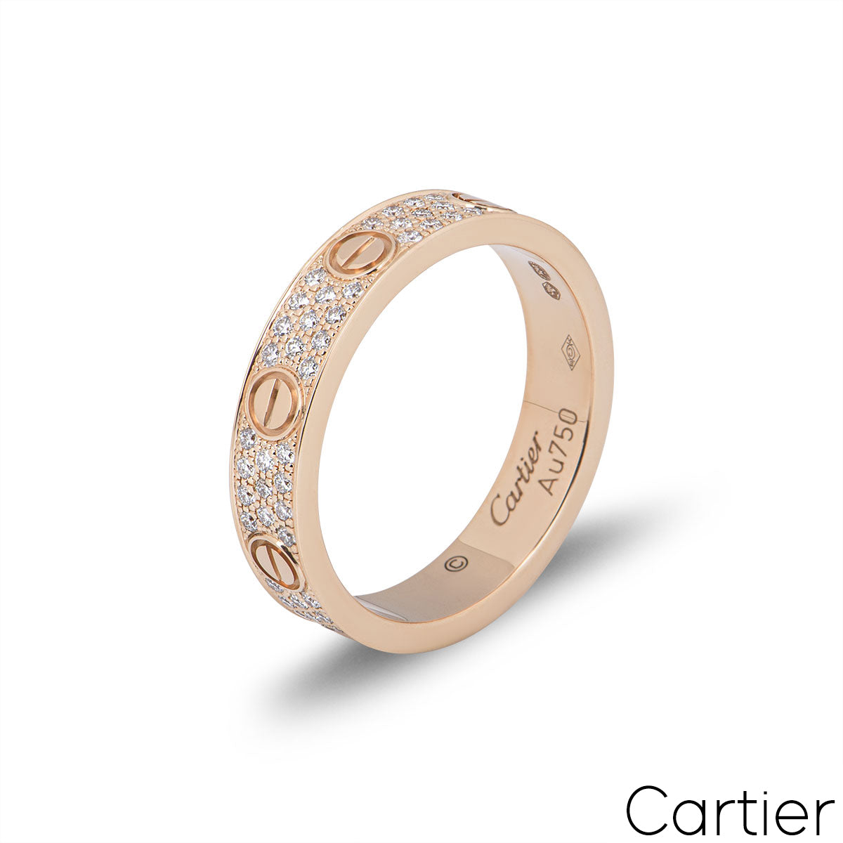 Cartier Rose Gold Pave Diamond Wedding Love Ring Size 52 B4085800