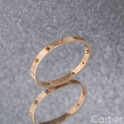 Cartier Rose Gold Coloured Stones Love Bracelet Size 16 B6036516