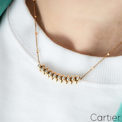 Cartier Rose Gold ClashhDeeCartierrDiamonddNecklaceeN7424312