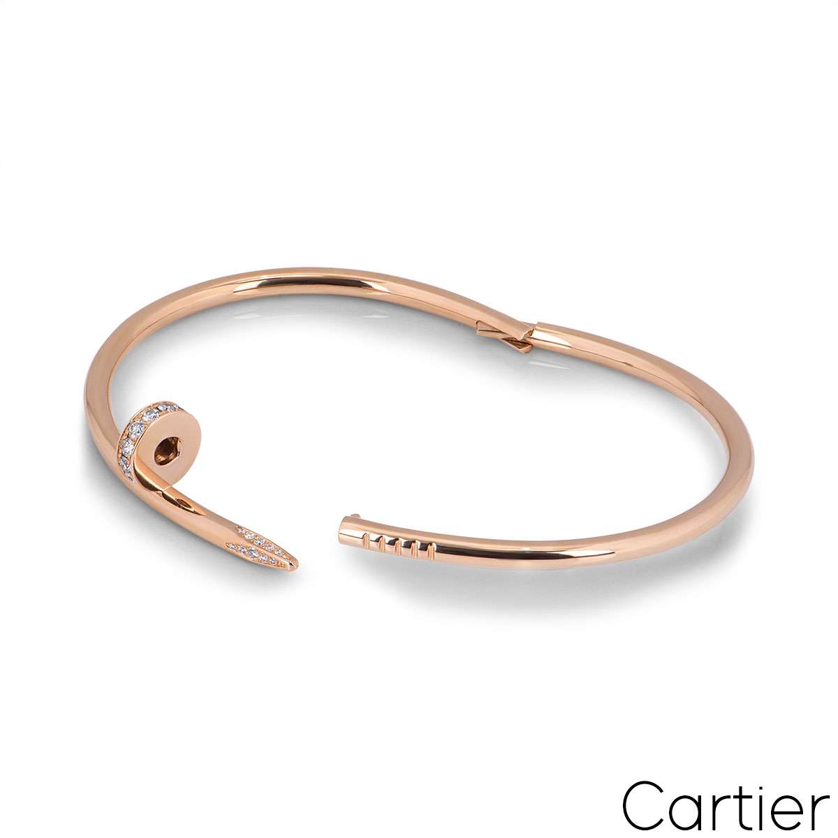 Cartier Rose Gold Diamond Juste Un Clou Bracelet Size 17 B6048517