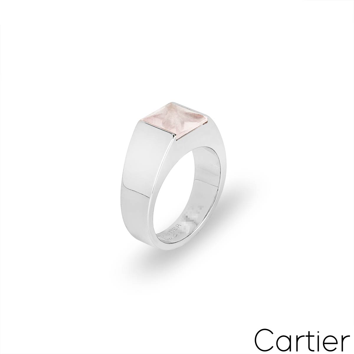 Cartier White Gold Rose Quartz Tank Ring