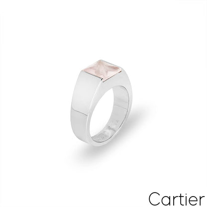 Cartier White Gold Rose Quartz Tank Ring