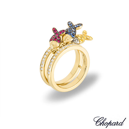 Chopard Yellow Gold Diamond Ruby & Sapphire Fish Ring 82/4702-0002