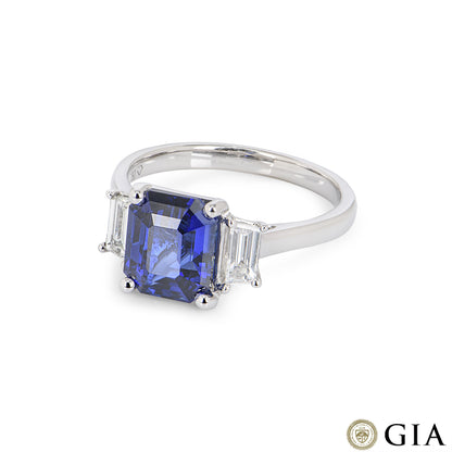 White Gold Royal Blue Sapphire & Diamond Ring 3.04CT