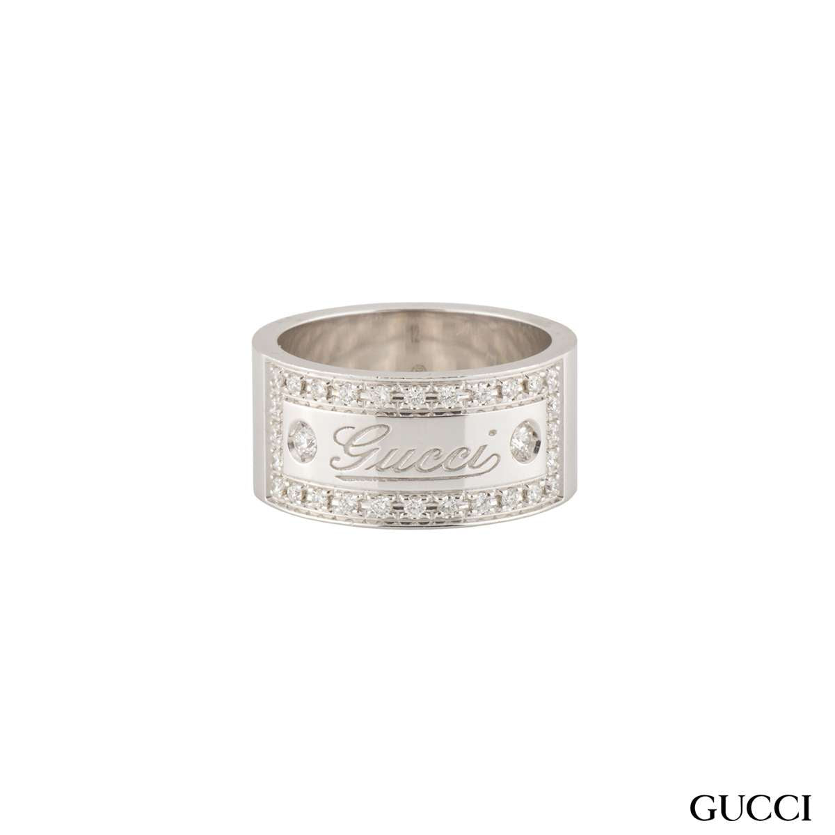 Gucci White Gold Diamond Band Ring