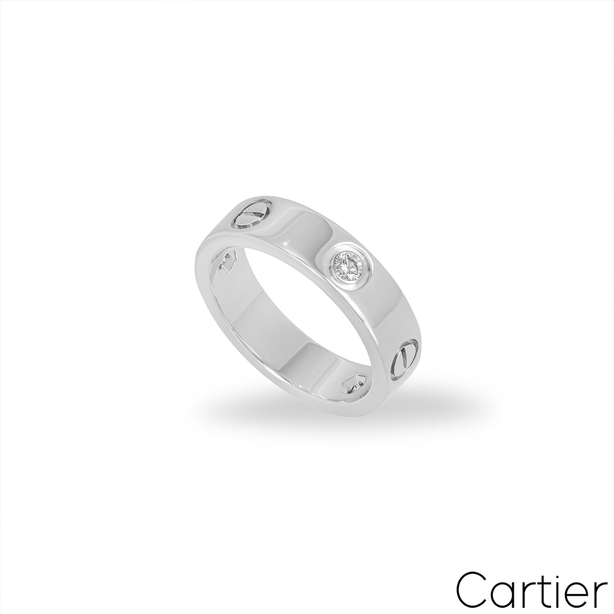 Cartier White Gold Half Diamond Love Ring Size 52 B4032500