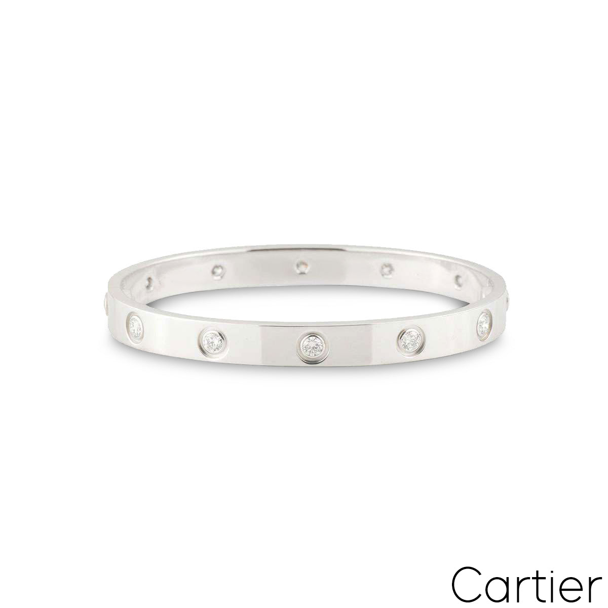 Cartier White Gold Full Diamond Love Bracelet Size 20 B6040720