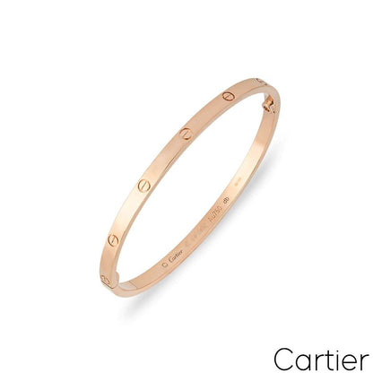 Cartier Rose Gold Plain Sm Love Bracelet Size 18 B6047318