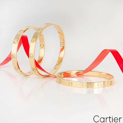 Cartier Yellow Gold Plain Love Bracelet Size 17 B6035517