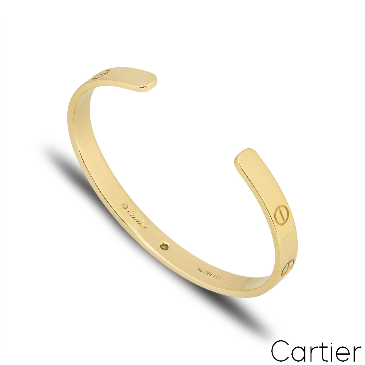 Cartier Yellow Gold Diamond Cuff Love Bracelet Size 19 B6029819