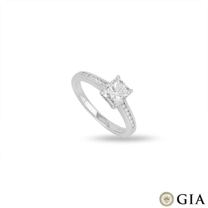 White Gold Radiant Cut Diamond Ring 1.01CT H/SI1