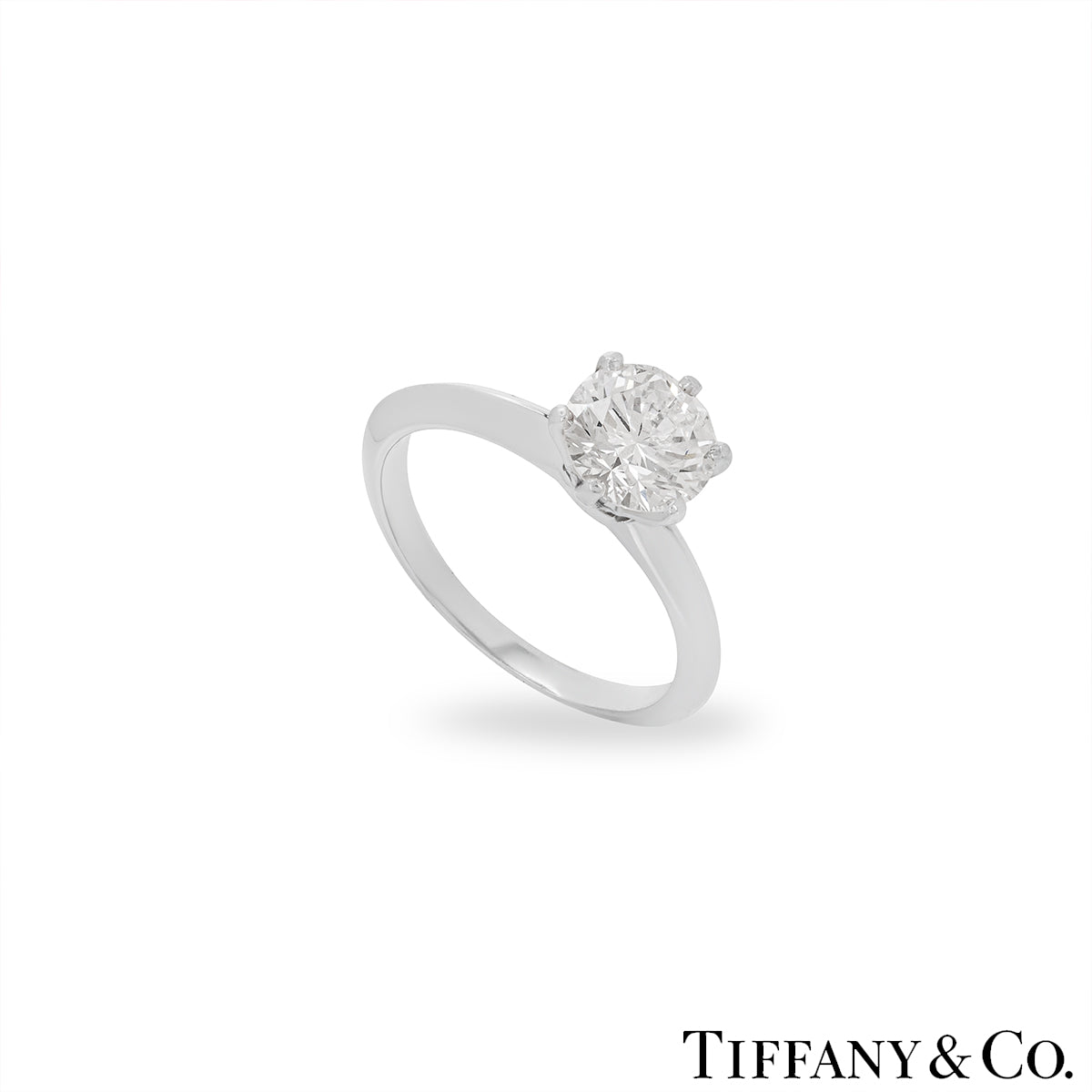 Tiffany & Co. Platinum Round Brilliant Cut Diamond Setting Ring 1.09CT D/if