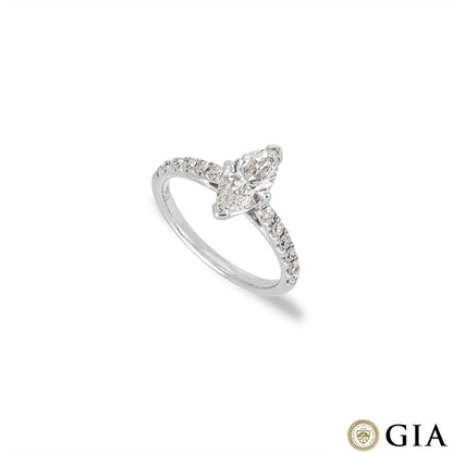 White Gold Marquise Cut Diamond Ring 1.01CT G/SI1