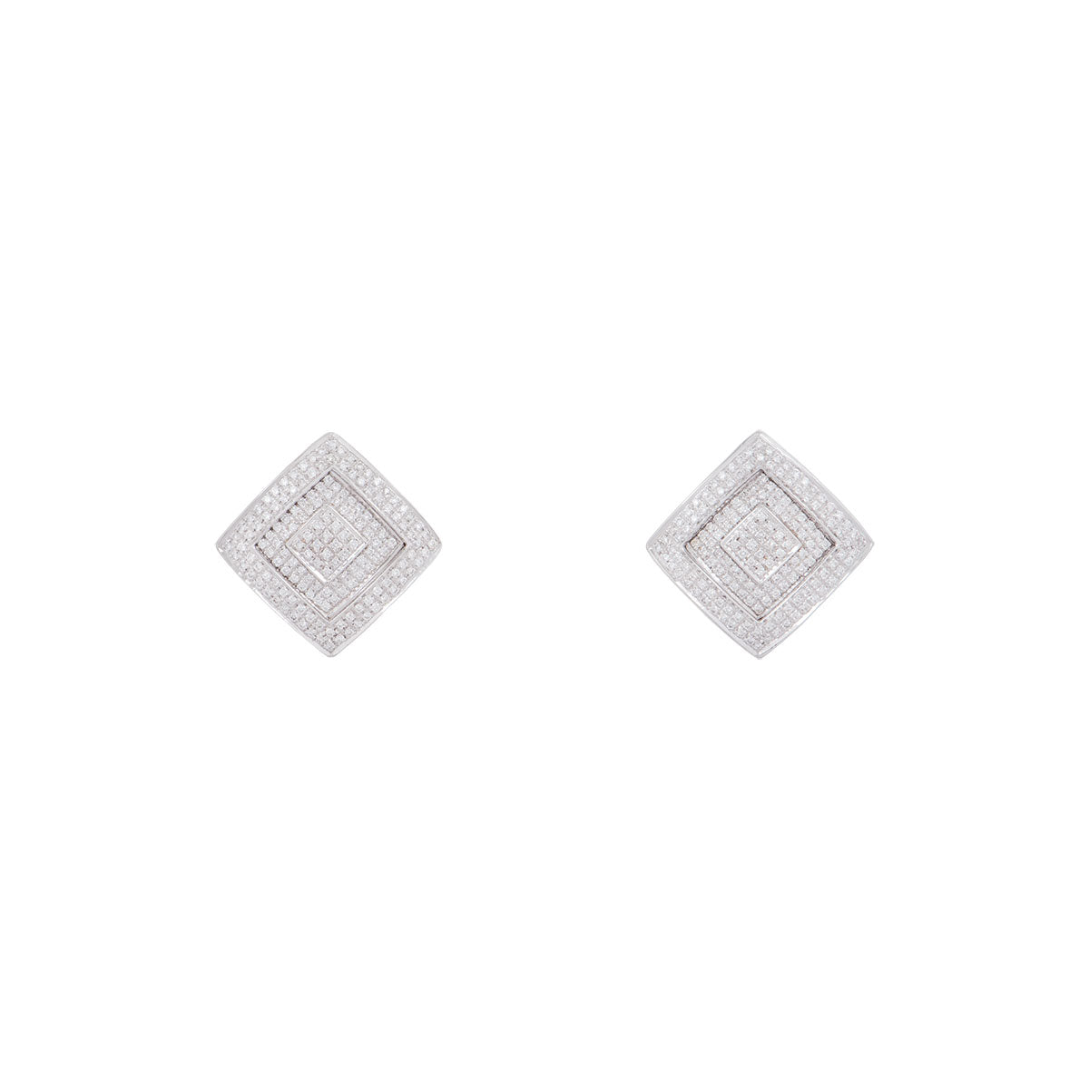 Versace White Gold Diamond Square Earrings