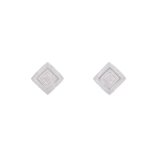 Versace White Gold Diamond Square Earrings