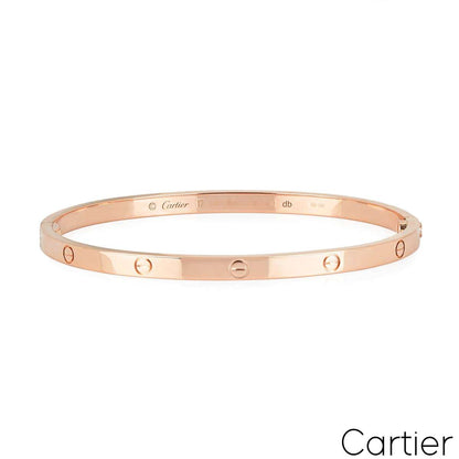 Cartier Rose Gold Plain Sm Love Bracelet Size 18 B6047318