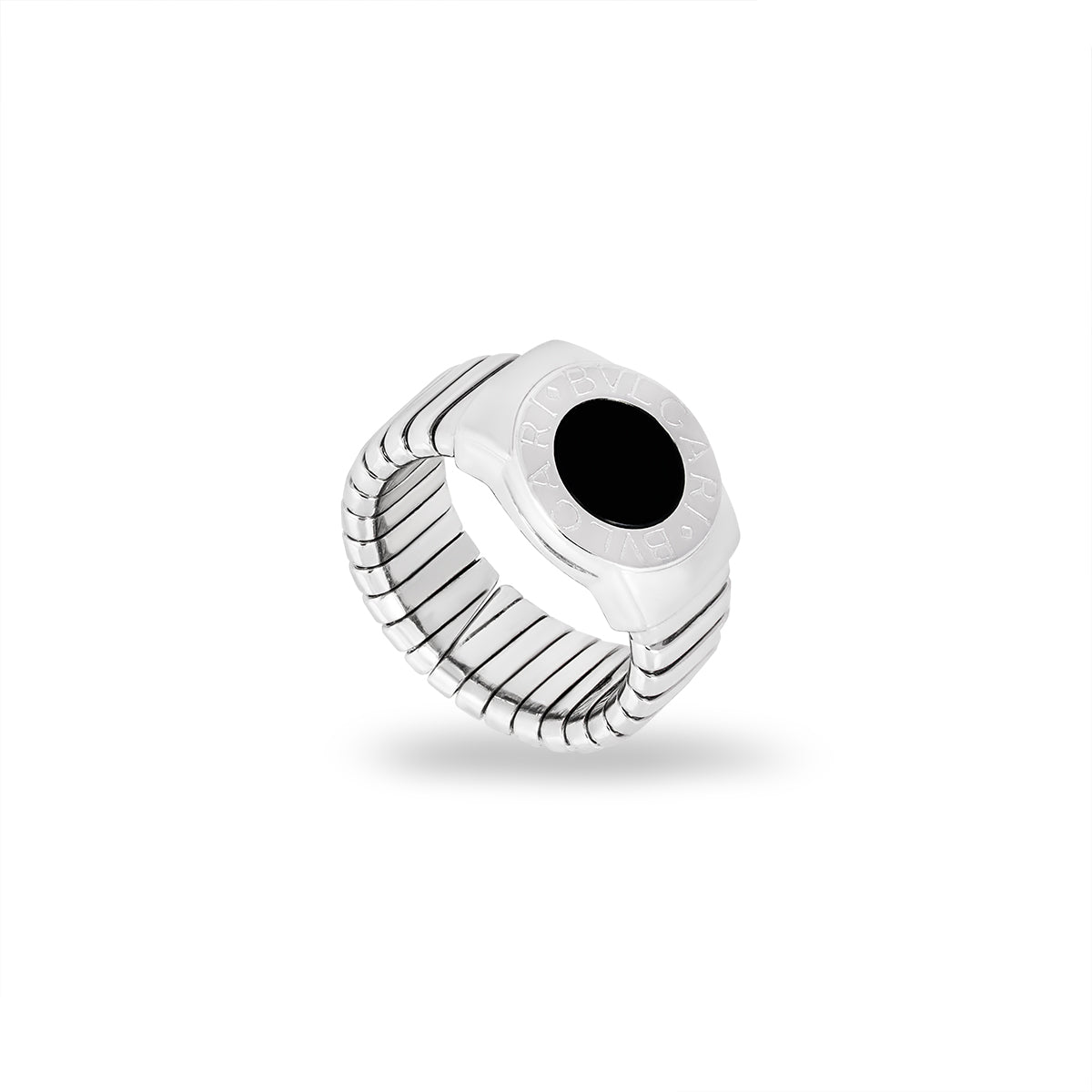 Bvlgari Bvlgari White Gold Onyx Tubogas Ring