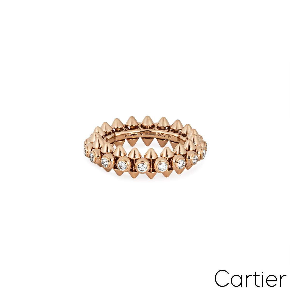 Cartier Rose Gold Diamond Clash De Cartier Ring Size 53 N4765400